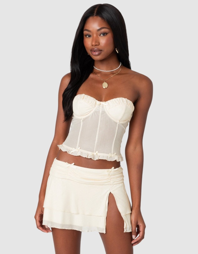 EDIKTED - Jojo Strapless Sheer Mesh Corset