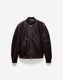 Calibre - Leather Bomber Jacket Wine