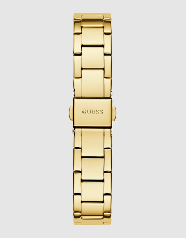 GUESS - Gold-Tone 30mm White Dial with Crystal Bezel Women's Watch