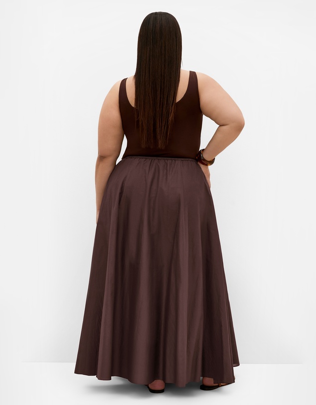 City Chic - Plus size Elissia Cotton Maxi Skirt - dark chocolate