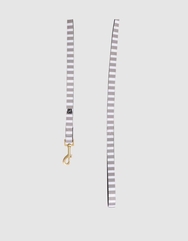 Mog & Bone - Neoprene Dog Collar & Lead- Latte Hamptons Stripe Print