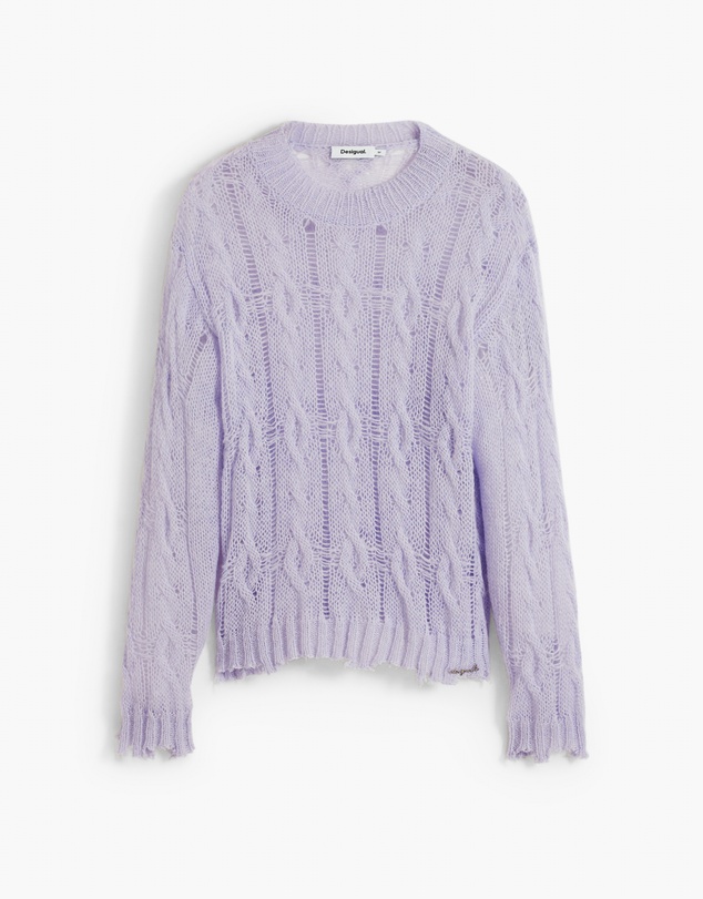 Desigual - Cable-knit sweater with distressed details
