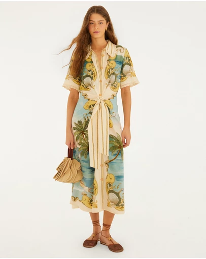 Farm Rio - Royal Sea Multicolor Midi Dress
