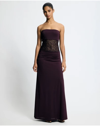 Lover - Raven Contrast Net Maxi Dress