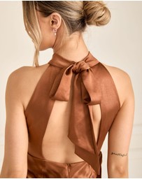 Six Stories - Halter Neck Satin Bridesmaid Dress