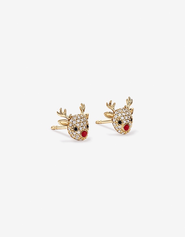 Michael Hill - Christmas Reindeer Stud with Cubic Zirconia Earrings in 18kt Yellow Gold Vermeil
