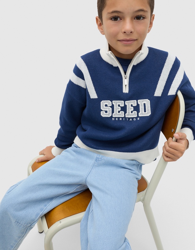 Seed Heritage - Quarter Zip Logo Knit
