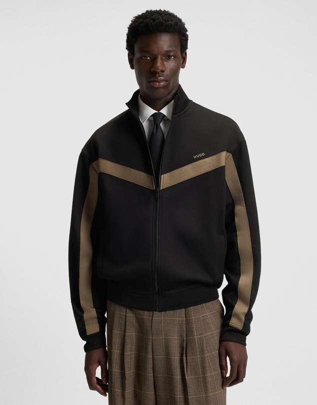 HUGO - Relaxed-Fit Zip-up Sweatshirt With Chevron Tape