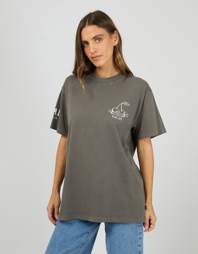 All About Eve - Cherry Pie Relaxed Tee Charcoal