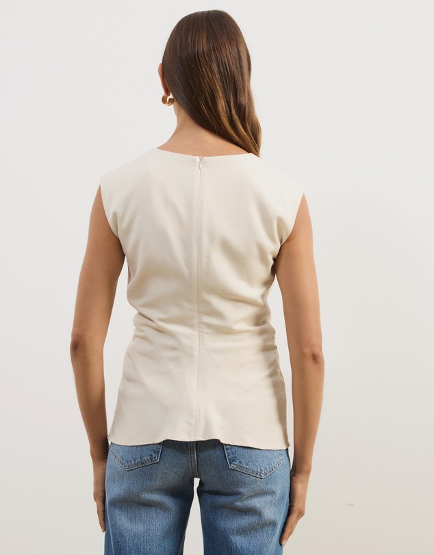 Atmos&Here - Liora Linen Blend Top with Tie