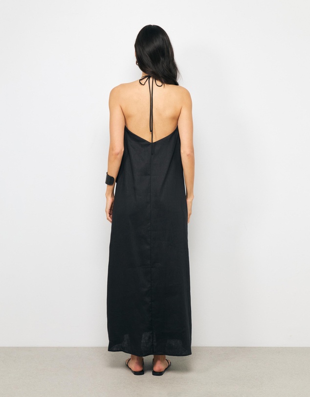 AERE - Orea Linen Gathered Halter Midi Dress