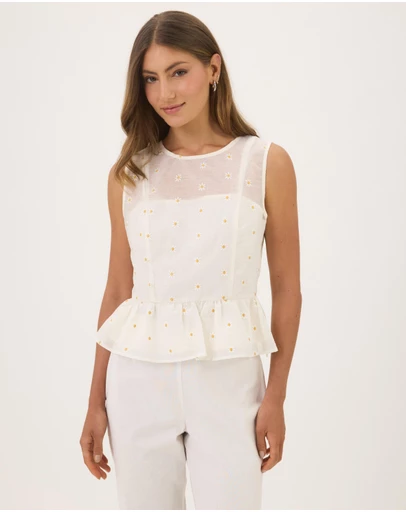 Atmos&Here - Lila Babydoll Floral Organza Top