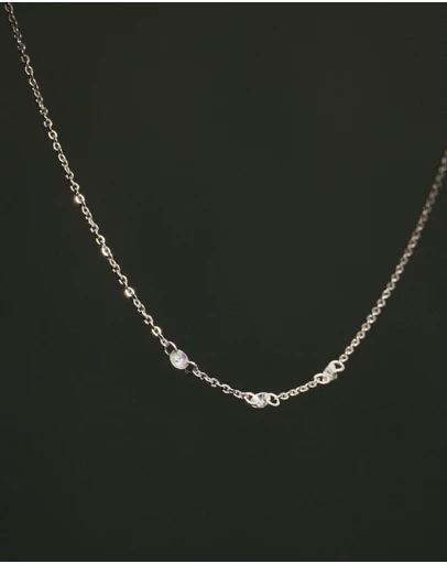 SAINT VALENTINE - Floating Stone Necklace - Silver