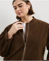 Atmos&Here Curvy - Ruby Faux Suede Bomber Jacket
