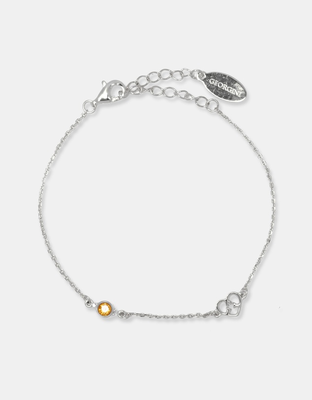 Georgini - Natural Citrine And Two Natural Diamond November Silver Bracelet