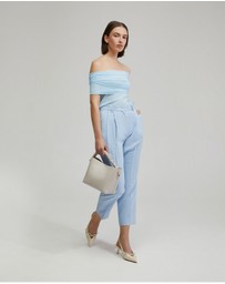 Oxford - Nia Mesh Off-Shoulder Top