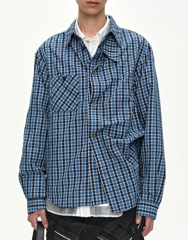 Andersson Bell - Blue Check Layered Shirt