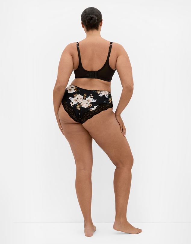 City Chic - Plus size Anine Print Contour Plunge Bra - black