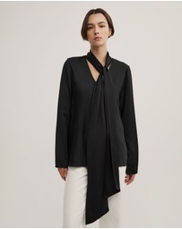 Witchery - Long Sleeve V-neck Scarf Top