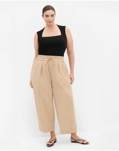 City Chic - Plus size Relaxed Barrel Leg Pant - taupe