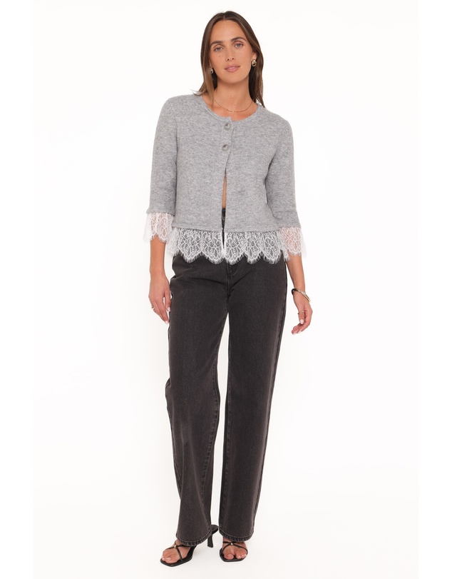 Petal & Pup - Helga Lace Trim Cardigan - Grey