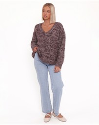 Petal & Pup - Libby Oversized Sweater - Brown Marle