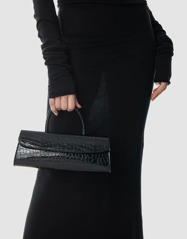 By Far - Mini Longa Croco Embossed Leather Bag