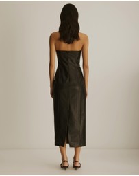 Atmos&Here - Beccy Strapless Leather Look Midi Dress
