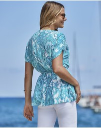 Sosandar - Paisley Print Tie Waist Tunic Top