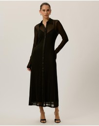 Tussah - Bonnie Ruched Waist Collar Midi Dress