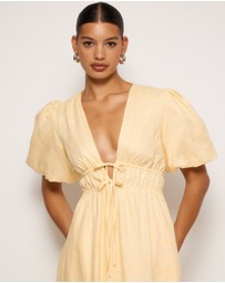 AERE - Aster Tie Front Linen Midi Dress