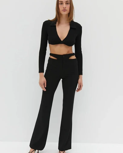 Style Addict - Waist Slit Pants - Black