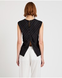 Proenza Schouler White Label - Trina Top in Woven StripeFlou