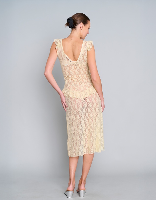 Love and Nostalgia - Summer Love Lace Midi Dress - Lemon Yellow