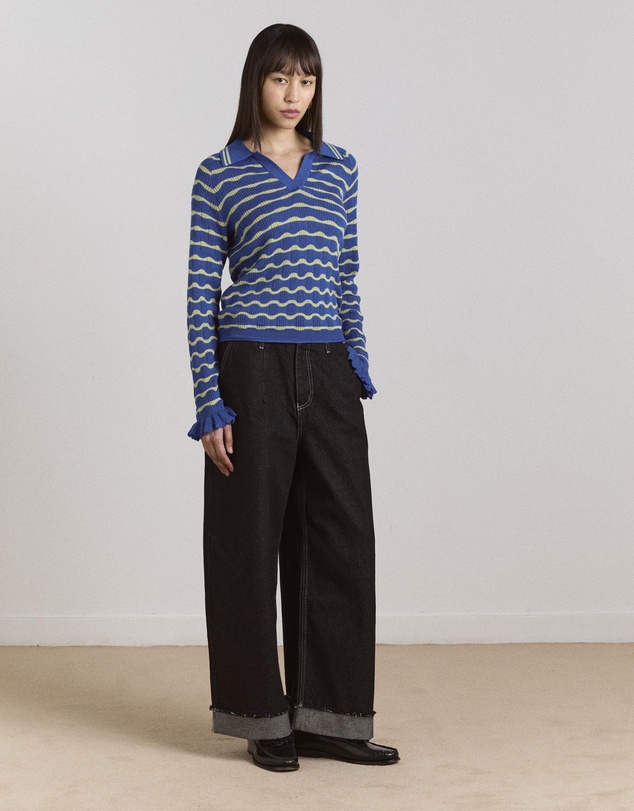 Damson Madder - Silvia Cotton Merino Blend Polo Jumper