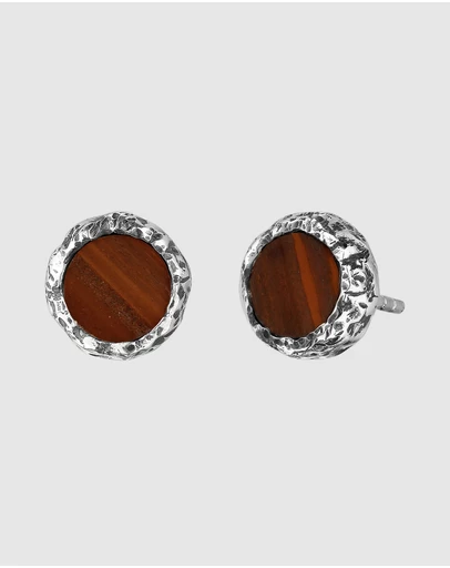 Haze & Glory - ICONIC EXCLUSIVE - Brown Jasper Stud Earrings in 925 Silver