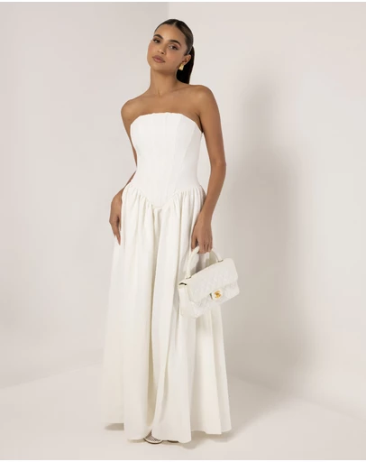 Heiress Beverly Hills - Strapless Corset Crepe Flare Maxi Dress