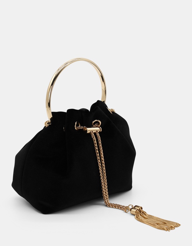 Morgan & Taylor - Nicola Velvet Bucket Bag in Black