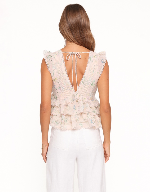 Petal & Pup - Yana Ruffle Top - Pastel Pink Floral
