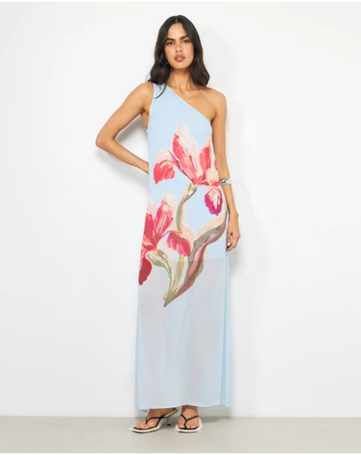 AERE - Rosalee One Shoulder Maxi Dress