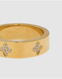 Lovisa - Waterproof Gold Plated Stainless Steel Cubic Zirconia Flower Band Ring