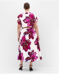 City Chic - Plus Size Holiday Bloom Print Shirt - white