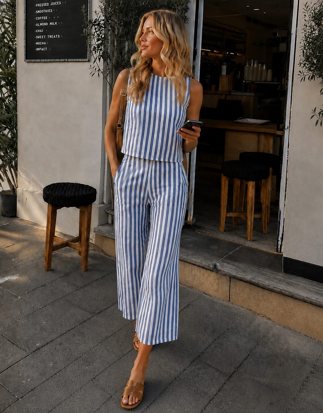Esther & Co - Lizo Pants - Blue Stripe