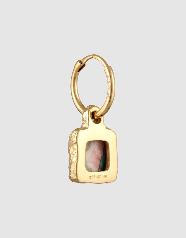 Haze & Glory - ICONIC EXCLUSIVE - Earrings Men Turquoise Square Hoop 925 Sterling Silver - Gold