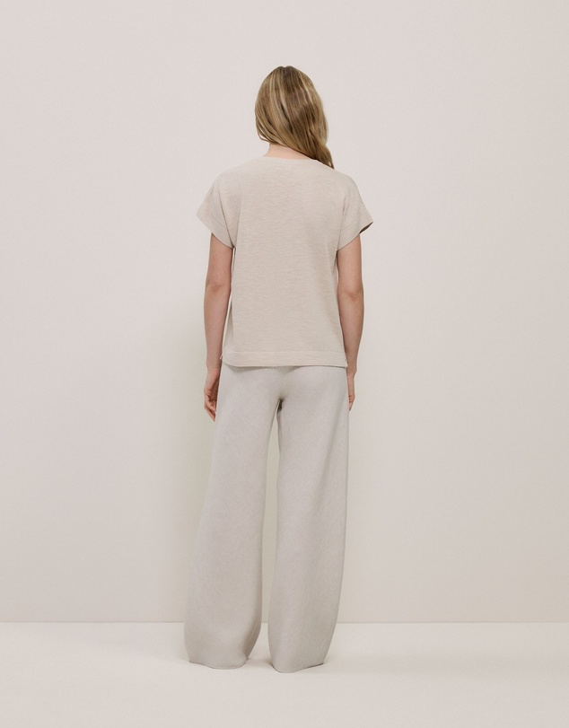 Trenery - Linen Cotton Relaxed Knit T-shirt in Stone