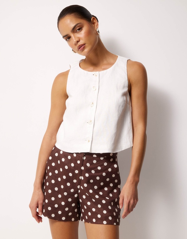 AERE - Linen Button Through Tank