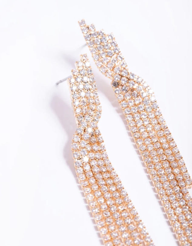 Lovisa - Cubic Zirconia Strand Twist Drop Earrings