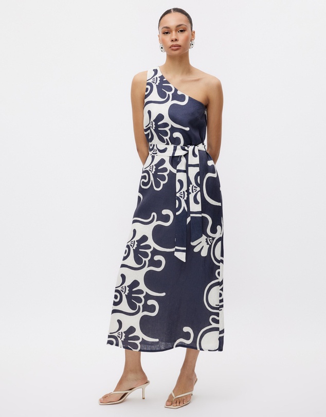 Minima Esenciales - Naja One Shoulder Linen Maxi Dressi Dress