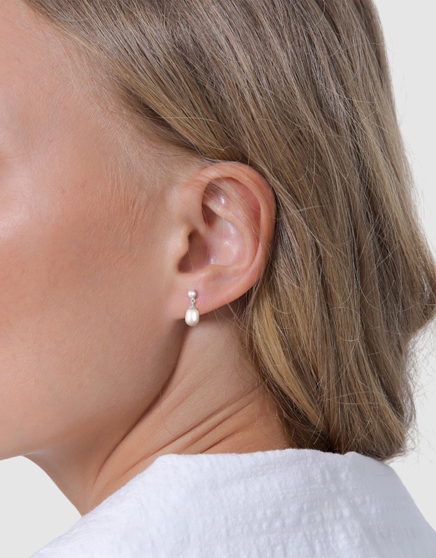 Elli Jewelry - Earrings Ear Hangers with Freshwater Pearls in 925 Sterling Silver