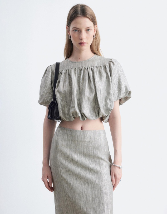& Other Stories - Gathered Metallic Blouse